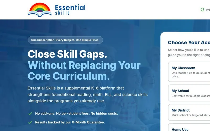 Essential Skills Software landing page